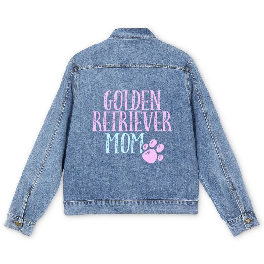 Golden Retriever Mama Dog Lover Mom Owner Cute Wom Men's Denim Jackets
