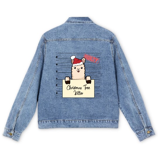 Llama christmas funny prison Men's Denim Jackets