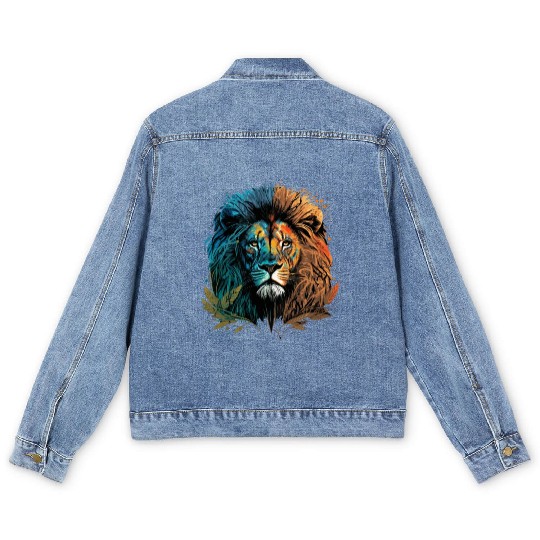 Two Face Lion Men's Denim Jackets
