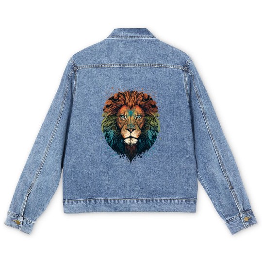 Mandala Lion Men's Denim Jackets