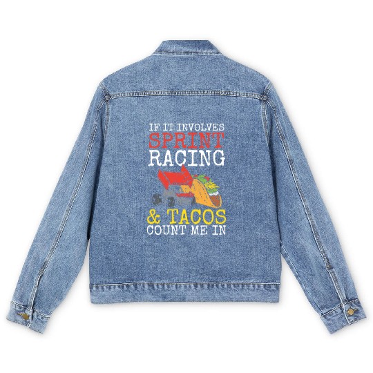 Tacos & Sprint Car Racing Racer Taco Mexican Food Men's Denim Jackets