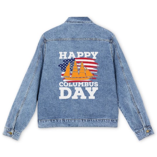 Columbus Day 1492 Men's Denim Jackets