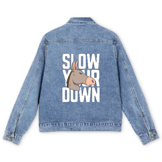 Donkey Slow Your Down Miniature Donkey Farmer Pet Men's Denim Jackets