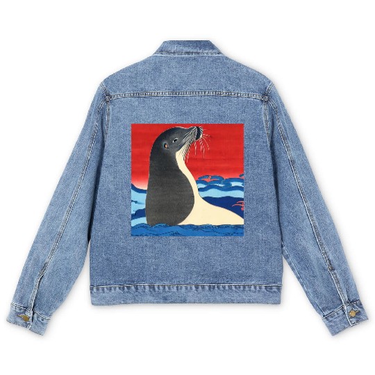 Ukiyo-e Seal, Japanese Print Men's Denim Jackets