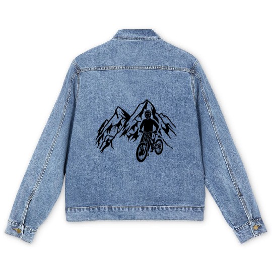 Mountain bike mountains cycling downhill Men's Denim Jackets