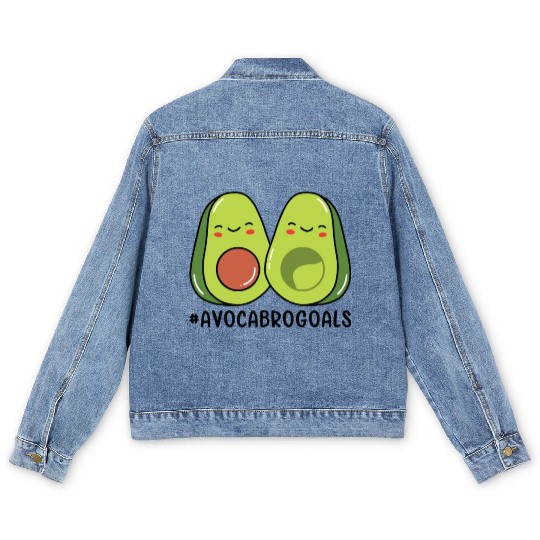 Sibling Big Brother Avocado Goals Hilarious Puns Men's Denim Jackets