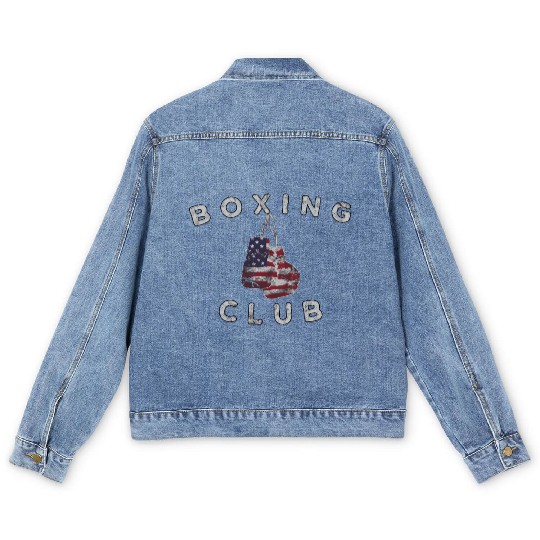 Boxing Club Vintage Us Flag Boxing Gloves Men's Denim Jackets