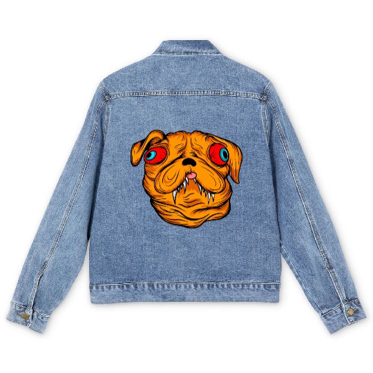 Funny Scary Red Eyes Dog Owners Pet Lover Gifts Men's Denim Jackets