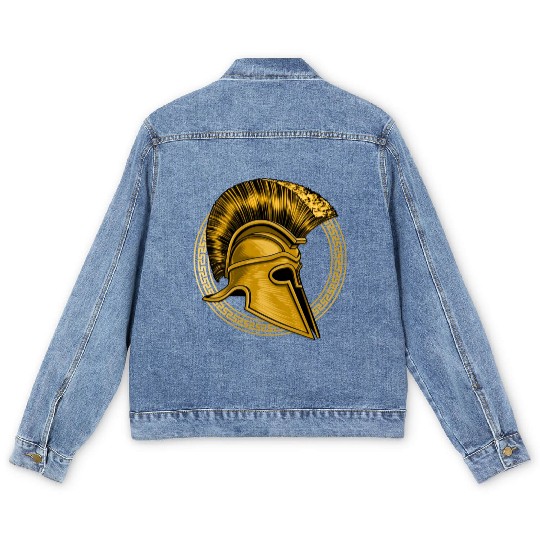 Gold Gladiator Sparta Greek Gym Workout Men's Denim Jackets