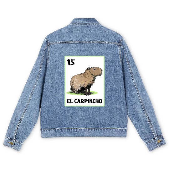 El Carpincho Mexican Capybara Cards Men's Denim Jackets