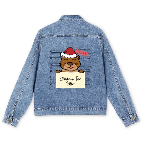 Sea otter christmas funny prison Men's Denim Jackets