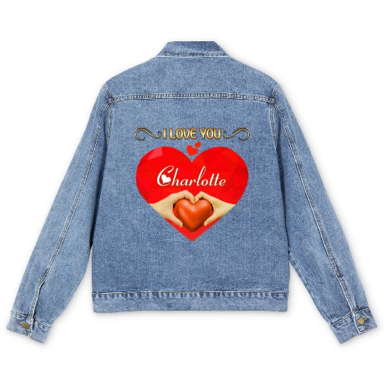 I love you Charlotte Men's Denim Jackets