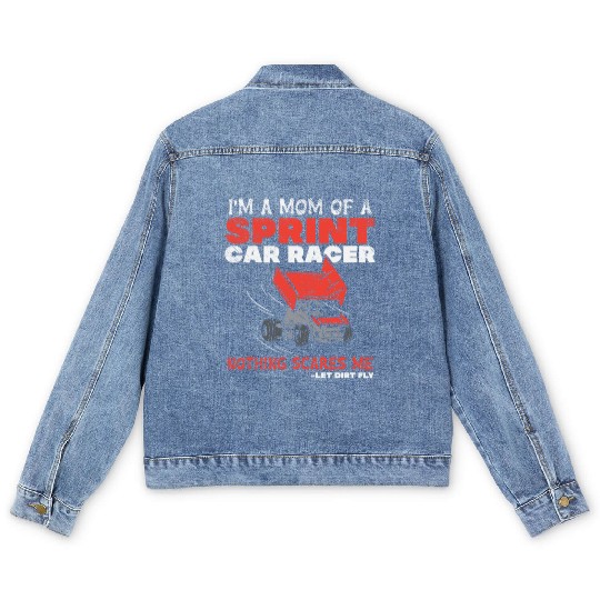 Mom Of A Sprint Car Racer Race Day Driver Mother Men's Denim Jackets