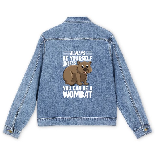 Native Australian Animal Lovers Cute Wombat Men's Denim Jackets