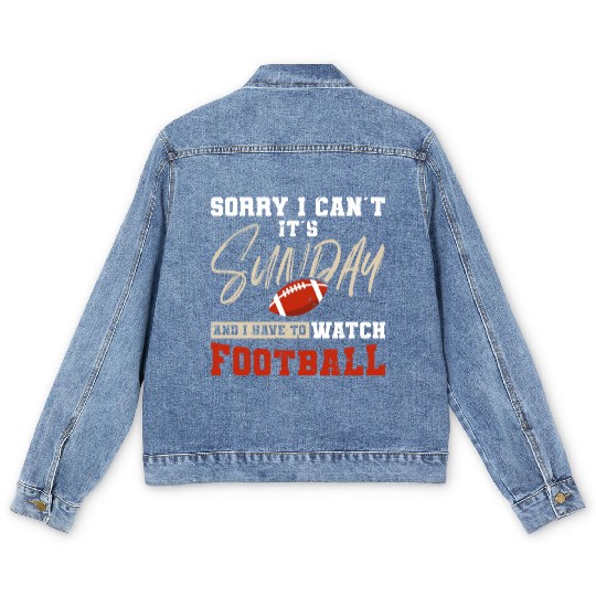 American Football Sunday Football Player Sport Fan Men's Denim Jackets
