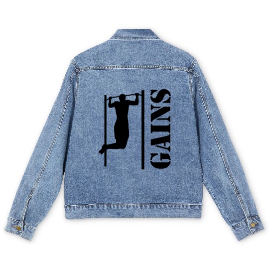 Bodybuilder Workout Pull Postal Service Back Exercise Gift Men's Denim Jackets