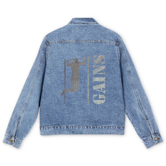 Bodybuilder Workout Pull Postal Service Back Exercise Gift Men's Denim Jackets