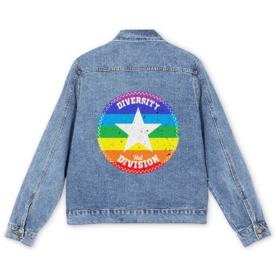 Diversity not Division Peace Love Inclusionn Human Men's Denim Jackets