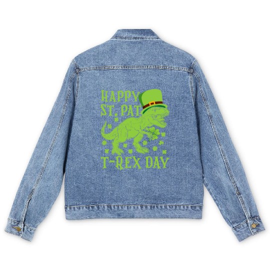 Happy St Pat Trex Day Dino St Patricks Day Toddler Men's Denim Jackets