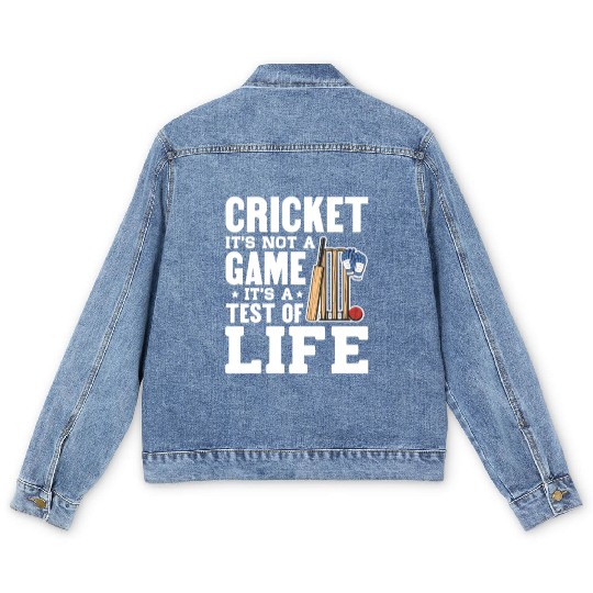 Cricket It's Not A Game It's A Test of Life Men's Denim Jackets
