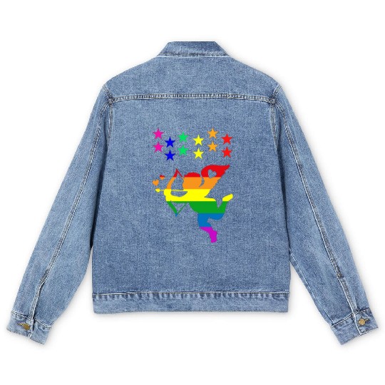 cupid rainbow valentines day hearts day love gift Men's Denim Jackets