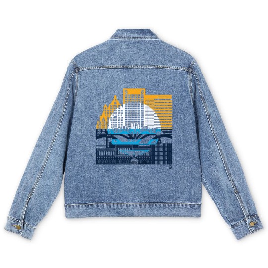 Milwaukee Skyline Squared Milwaukee Peoples Flag D Men's Denim Jackets
