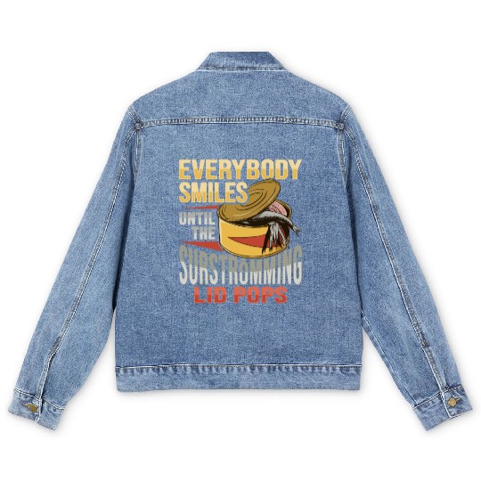 Canned Fish Surströmming Design for Swedish Fish Men's Denim Jackets