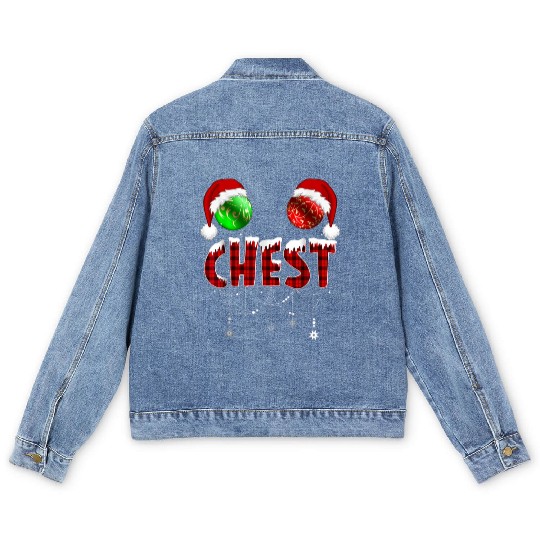 Chest Nuts Christmas Funny Matching Couple Men's Denim Jackets