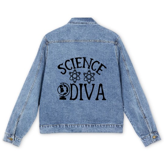 Science Diva Geek Nerd Teacher Student Gift Ideas Men's Denim Jackets