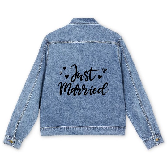 Just Married perfect wedding gift for the couple Men's Denim Jackets