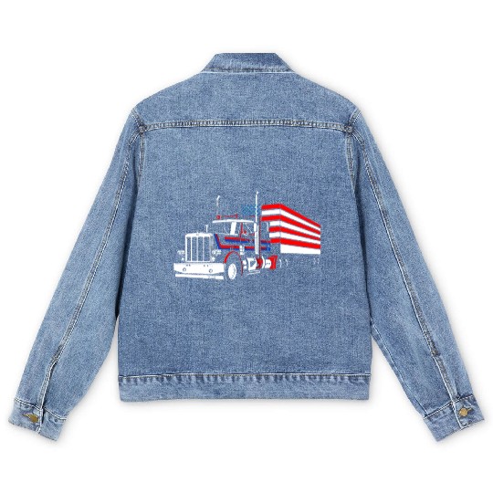 Truck Driver US FLAG, Truck, Trucker Dad Men's Denim Jackets