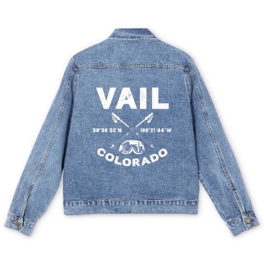 Vail Colorado, Skiing Men's Denim Jackets