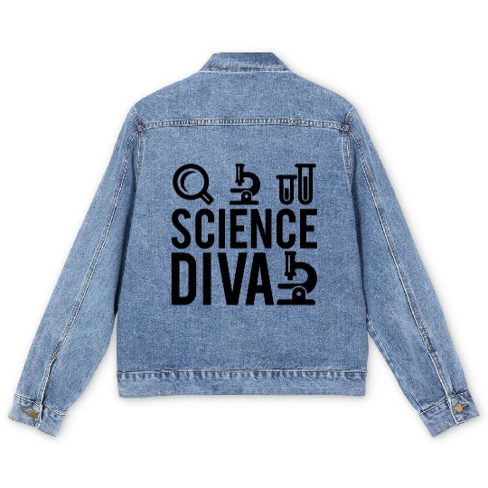 Science Diva Nerd Geek Teacher Student Gift Ideas Men's Denim Jackets