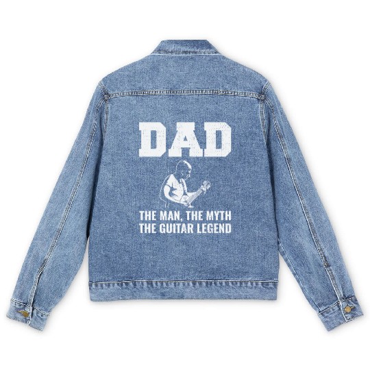 Bass Guitar Dad Music Musician Bassist Fathers day Men's Denim Jackets