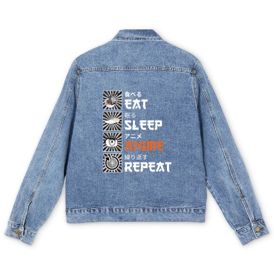 Eat, Sleep, Anime, Repeat - Gift For Christmas Day Men's Denim Jackets