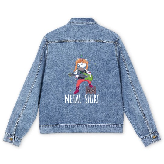 Guitar Metal Music Heavy Rock Rocker Unicorn Men's Denim Jackets