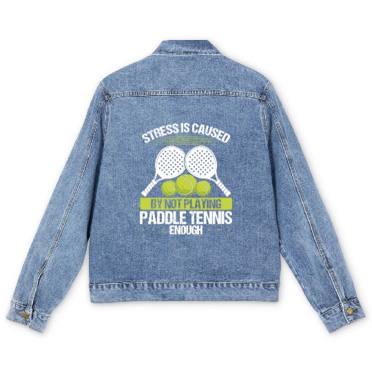 Paddle Tennis Player Match Stress is caused Men's Denim Jackets