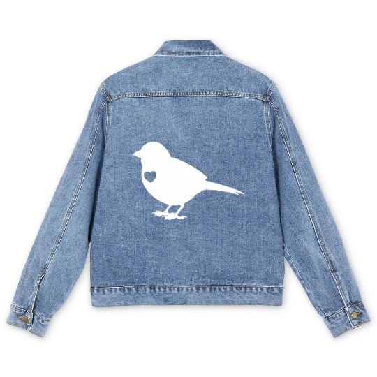 Sparrow Silhouette Heart Men's Denim Jackets