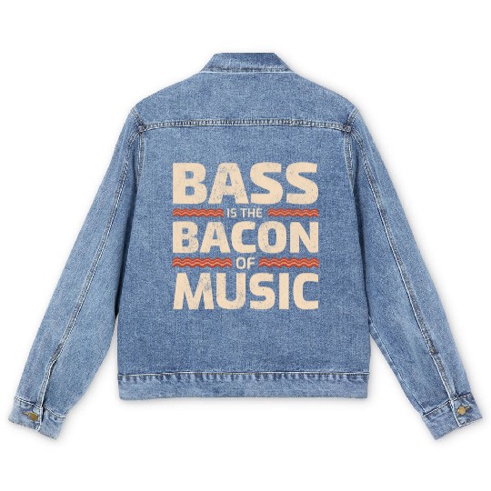 Bass Guitar Player Bacon Music Musician Bassist Men's Denim Jackets