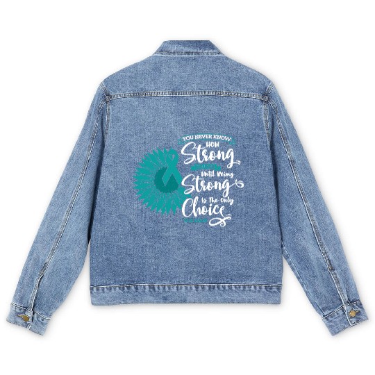 Cervical Cancer Awareness Month Teal Sunflower Men's Denim Jackets