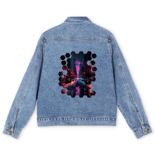 New York Vaporwave Aesthetic Retro Style Love NY Men's Denim Jackets