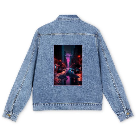 New York Vaporwave Aesthetic Retro Style Love NY Men's Denim Jackets