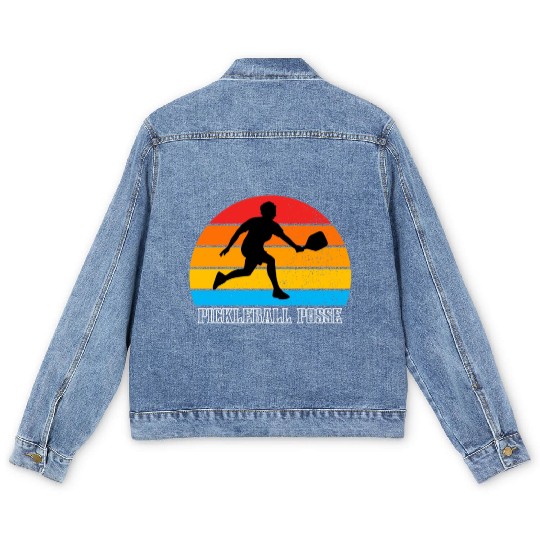 pickleball dad pickleball ladies Men's Denim Jackets