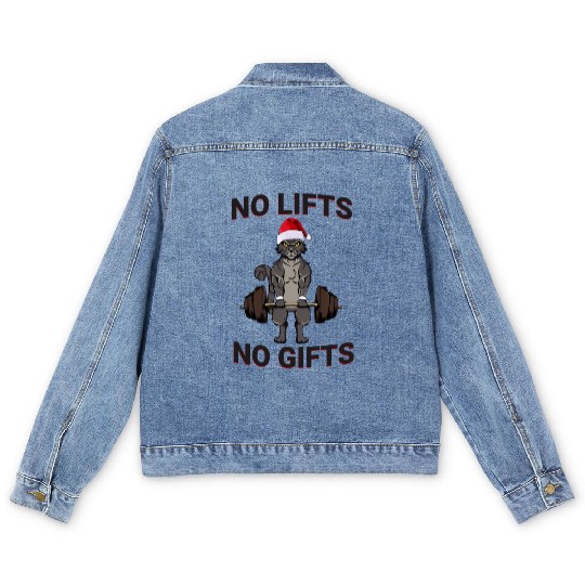 Funny No Lifts No Gifts Christmas Workout Men's Denim Jackets