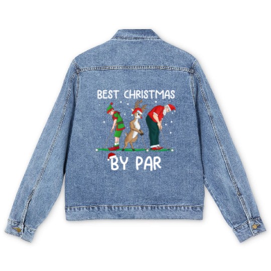 Golf Elf Golfer Christmas Santa Claus Golfing Men's Denim Jackets
