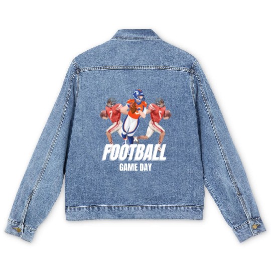 Football Game Day Vibes , Football Season Men's Denim Jackets