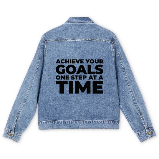 Goal Typography Life Quotes Positive Message Men's Denim Jackets