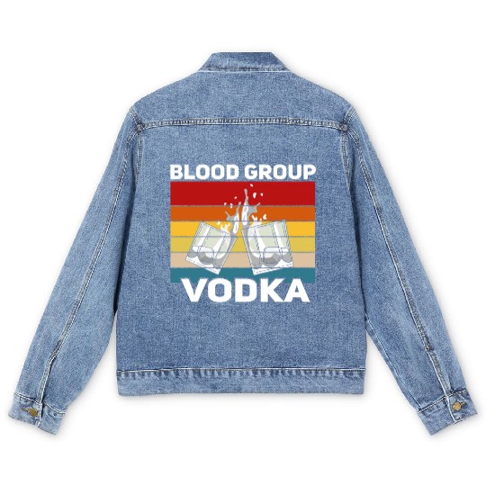 Funny vodka alcohol saying motif Men's Denim Jackets
