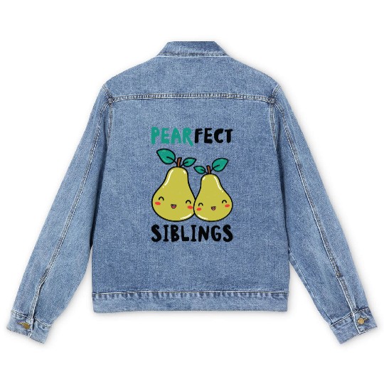Siblings Pear Fruit Big Brother Sister Goals Men's Denim Jackets