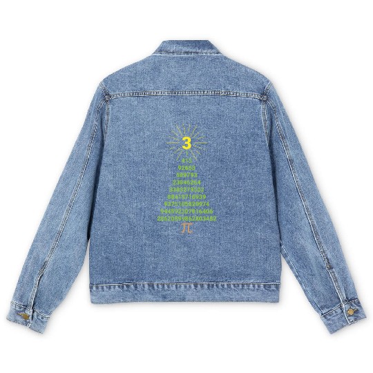 Funny Pi Christmas Tree Math Teacher Men's Denim Jackets